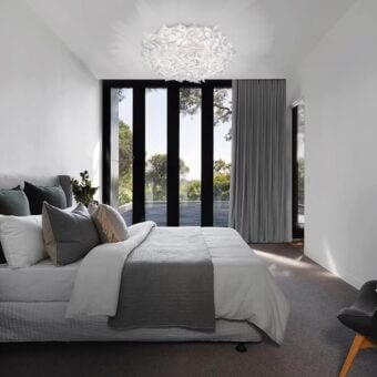 Distinctive Slamp Veli lamp handcrafted in Italy from luminous Opalflex® with bright white matte finish