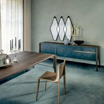 Elegant Arketipo Emily chair with vegetable-tanned leather upholstery and satin-finish wood frame