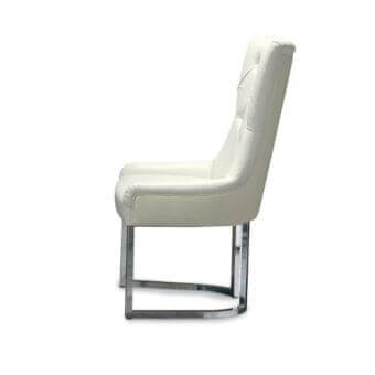Elegant Rugiano Itaca armchair with reptile-textured white upholstery and glossy metal cantilevered base