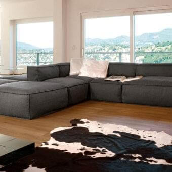 Exceptional Bonaldo Peanut sectional with medium gray textile upholstery and subtly textured matte finish