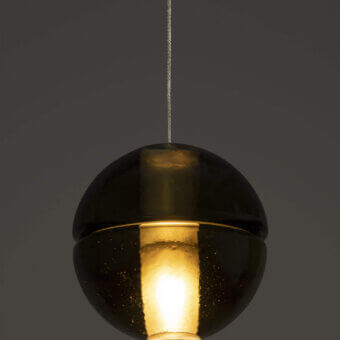 Captivating Bocci 14 Single Pendant suspension lamp with smoked grey cast glass and glossy surface