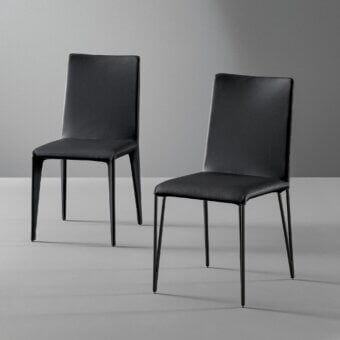 Sophisticated Bonaldo Filly chair with black fabric upholstery and visible metal legs embodies aesthetic perfection