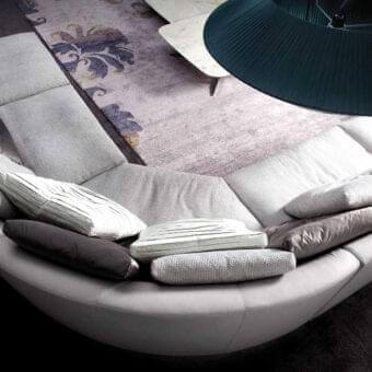 Superior Erba Atollo sectional with gray textile upholstery and a solid wood frame built for contemporary living spaces