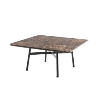 Superior Varaschin Summer Set coffee table with brown faux-marble tabletop and matte black powder-coated steel frame