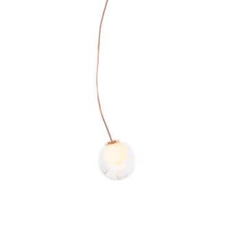 Elegant Bocci 28 single suspension lamp crafted with clear glass and natural copper exhibiting a warm patina