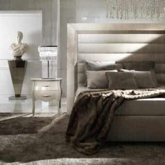 Distinguished DV Home Collection Adler bed with multilayer structure and textured light gray fabric upholstery