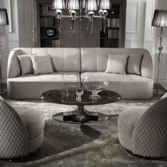 Exceptional DV Home Collection Charlotte sofa with light beige textile upholstery and a solid wood frame