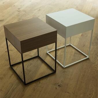 Distinguished Porada Baby side table/nightstand with canaletto walnut top and sleek black matt metal base