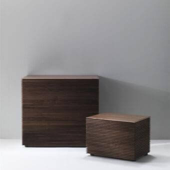 Superior Porada Riga nightstand with solid canaletto walnut and smooth matte finish exhibiting clean lines