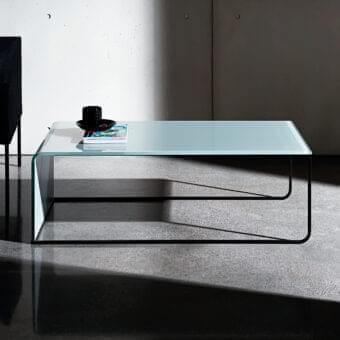 Sophisticated Sovet Italia Nido coffee table with rectangular clear glass tabletop and polished chrome metal frame