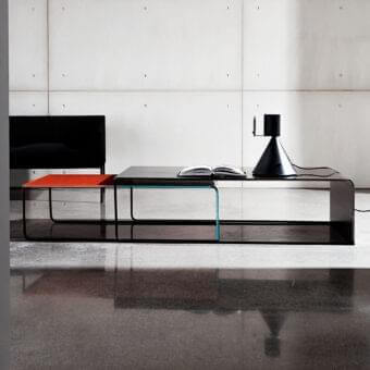 Superior Sovet Italia Nido coffee table with burnished metal frame and smoky gray glass top presents a sleek contemporary design
