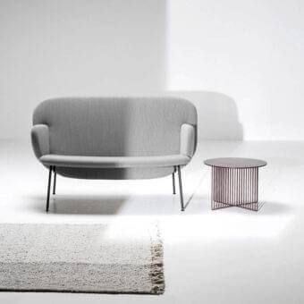 Distinctive LaCividina Accursio side table with reddish-brown matte tubular steel base and cylindrical tabletop