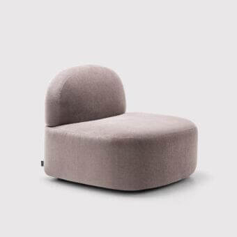 Exceptional LaCividina Guest Lounge chair with softly rounded form and textured dusty rose textile upholstery