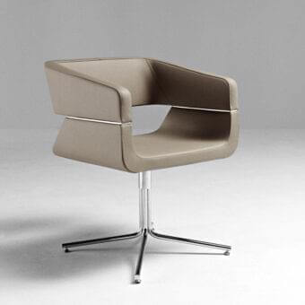 Distinguished LaCividina Matrix armchair with beige synthetic upholstery and bright metallic swivel base