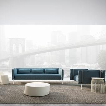 Sophisticated LaCividina Pinch sofa with teal upholstery and light gray matte finish metal legs