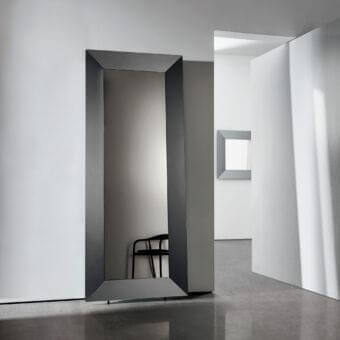 Elegant Sovet Italia Denver mirror crafted with dark gray matte aluminum in a rectangular form and subtle brushed finish