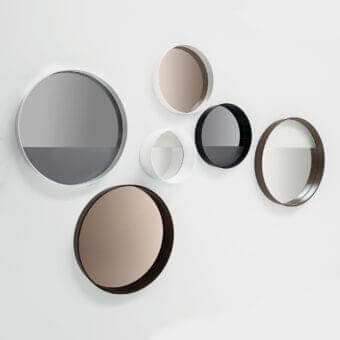 Captivating Sovet Italia Horizon Linear mirror crafted with lacquered aluminum in a satin black finish and harmonious frosted line
