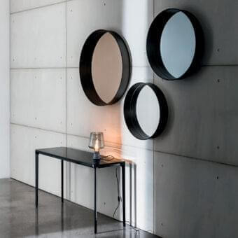 Distinguished Sovet Italia Horizon mirror with a sleek lacquered aluminum frame in black adding subtle sophistication
