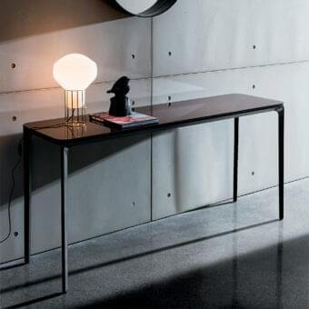 Superior Sovet Italia Slim Console with dark glossy surface and slender polished chrome metal frame