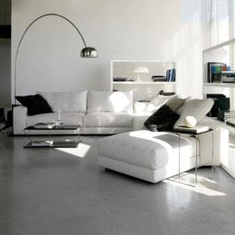 Superior Swan Italia Hills sectional with white removable fabric upholstery and powder-coated metal base