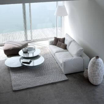 Elegant Swan Italia Hills sofa with matte white removable fabric upholstery and powder-coated metal feet
