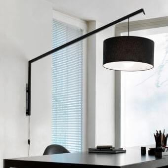 Distinguished Modo Luce Angelica wall lamp with a sleek black metal structure and cotton lampshade in matte finish