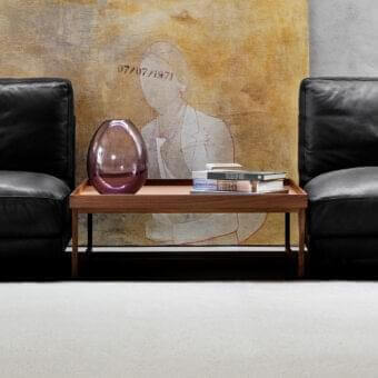 Superior Swan Italia Match coffee table with a warm brown Canaletto walnut frame and smooth finish embodies modern style