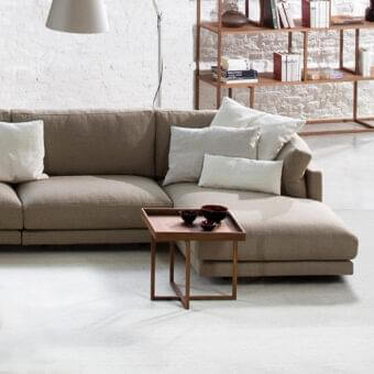 Distinguished Swan Italia Match side table crafted in Canaletto walnut with a smooth matte texture