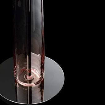 Distinguished Barovier&Toso Amsterdam lamp crafted in Murano glass with a reflective metal base and subtle pink finish