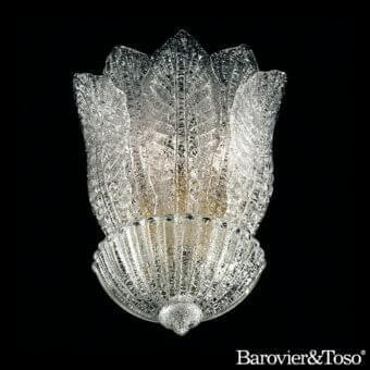 Captivating Barovier&Toso Excelsior wall lamp with organic floral form and warm golden textured glass construction
