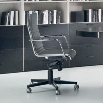 Sophisticated 4 Mariani Blade armchair with dark purple technical mesh textile and chromed tubular steel frame