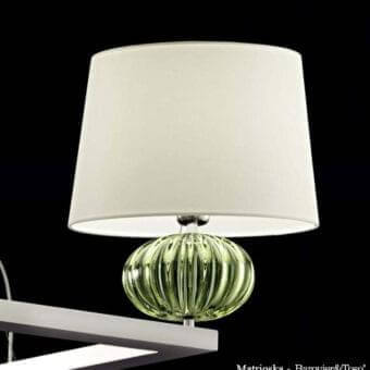 Exclusive Barovier&Toso Matrioska suspension lamp with translucent green glass and polished chrome-plated steel connections