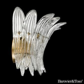Lavish Barovier&Toso Palmette wall lamp with crystalline glass leaves and glossy gold-toned mounting base