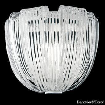Exceptional Barovier&Toso Plissé wall lamp in clear glass with a glossy finish and captivating striped texture