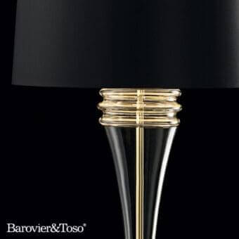 Elegant Barovier&Toso Rive Gauche table lamp with galvanized gold base and crystal sphere in contrasting glossy and matte textures
