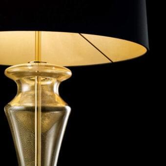 Superior Barovier&Toso Saint Germain table lamp with dark lampshade and handcrafted Venetian crystal built using “oro sommerso” technique