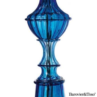 Elegant Barovier&Toso Samurai lamp with vibrant blue Venetian crystal and glossy stacked sections