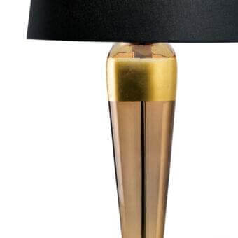 Distinguished Barovier&Toso Sara table lamp with clear Murano glass, bronze gradient and 24k gold leaf accents