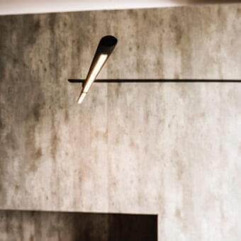 Distinguished Cattelan Italia Stealth floor lamp with graphite embossed lacquered steel wire and linear LED light source in matte black finish