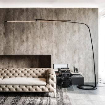 Superior Cattelan Italia Stealth floor lamp crafted in embossed lacquered steel with matte black finish delivers directed illumination