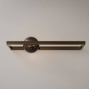 Exceptional VENICEM Mondrian wall lamp crafted with burnished brass and refined white Murano blown glass diffusers