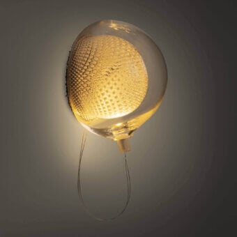 Lavish Bocci 76 Surface Light crafted in hot white and clear glass with delicate copper mesh detailing