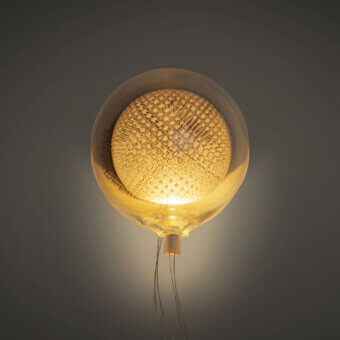 Distinguished Bocci 76 Surface Light crafted in hot white and clear glass with delicate copper mesh detailing