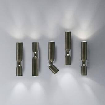 Exclusive Penta Clash wall lamp with glass and metal, a matte black finish and adjustable cylindrical form