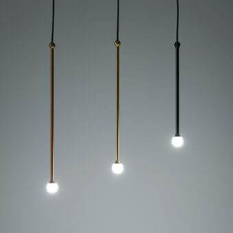 Superior Penta Storm suspension lamp with varnished metal and delicate spherical glass in a brass tone finish