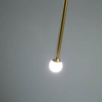 Exceptional Penta Storm suspension lamp with varnished metal crafted in a sleek cylindrical rod and spherical light source