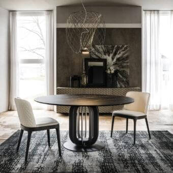 Superior Cattelan Italia Soho Keramik table with a dark textured Marmi ceramic top and titanium embossed steel base