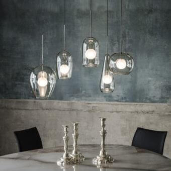 Superior Cattelan Italia Melody suspension lamp with fumé glass lampshades and black chrome steel structure exhibiting a glossy finish
