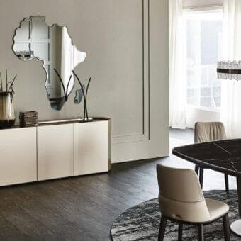 Distinguished Cattelan Italia Africa mirror crafted in smoked grey mirrored glass with refined beveled edges