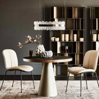 Exceptional Cattelan Italia Phoenix suspension lamp with cylindrical form and rectangular clear glass elements in brushed steel